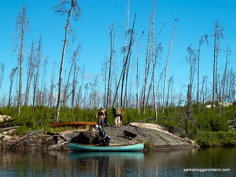 Portaging through Haggart River at Woodland Caribou Provincial Park