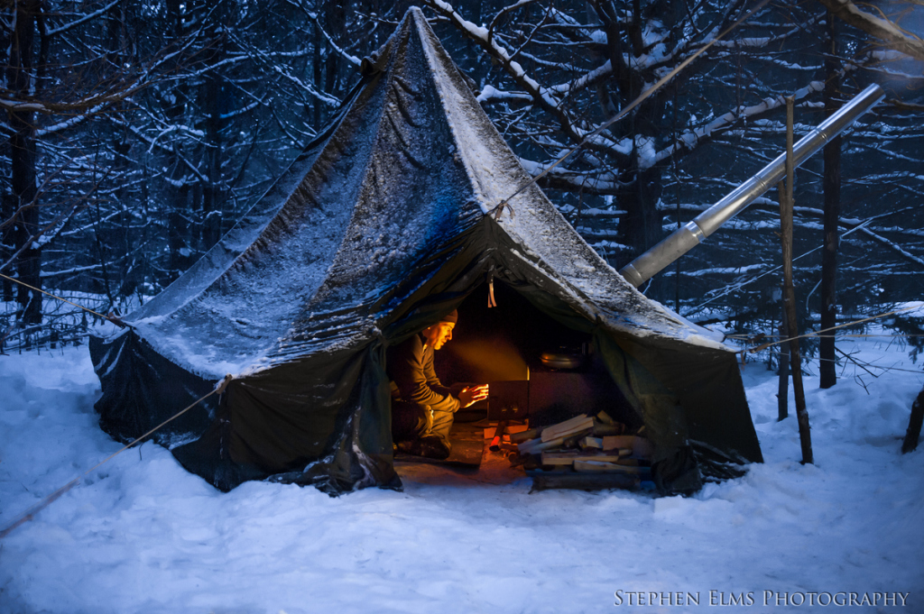 Winter camping at Algonquin provincial park Ontario