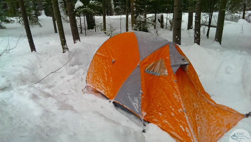 winter campsite in mew lake campground, algonquin