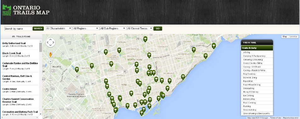 Ontario Trails interactive map