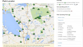 Ontario parks park locator