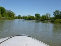 View of the shallow Grand River from our boat