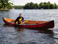 Jay in our new canoe. Jay designs the Alchemist canoes and he is the owner of the Paddleshack store in Bala (Muskoka)