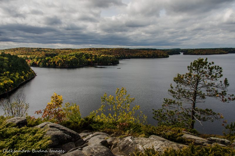 fall colours seen from the Stormy Lake bluffs in Restoule Provincial Park