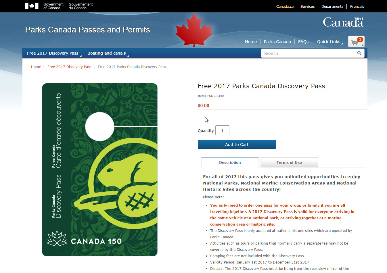 Parks Canada Free Discovery Pass 2017_2
